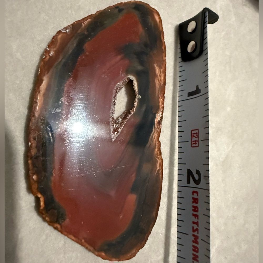 Polished Agate Slice – Natural Crystal Geode with Red & Black Bands - Picture 7 of 17